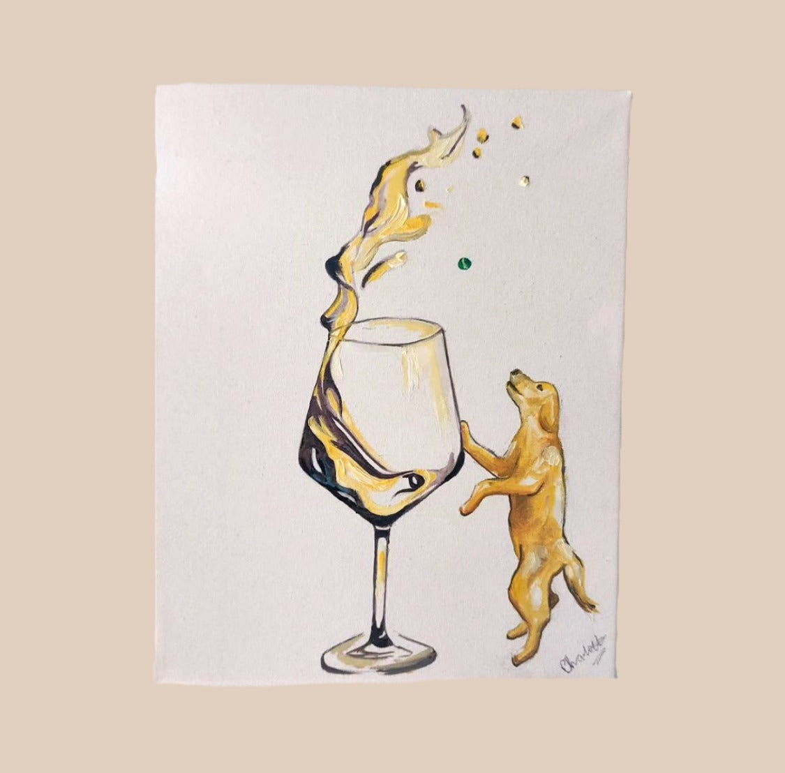 'Dog & Drink' Oil Painting on Canvas ~ Bespoke image 3