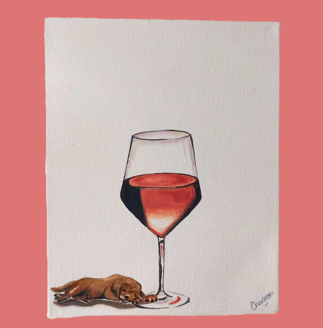 'Dog & Drink' Oil Painting on Canvas ~ Bespoke image 2