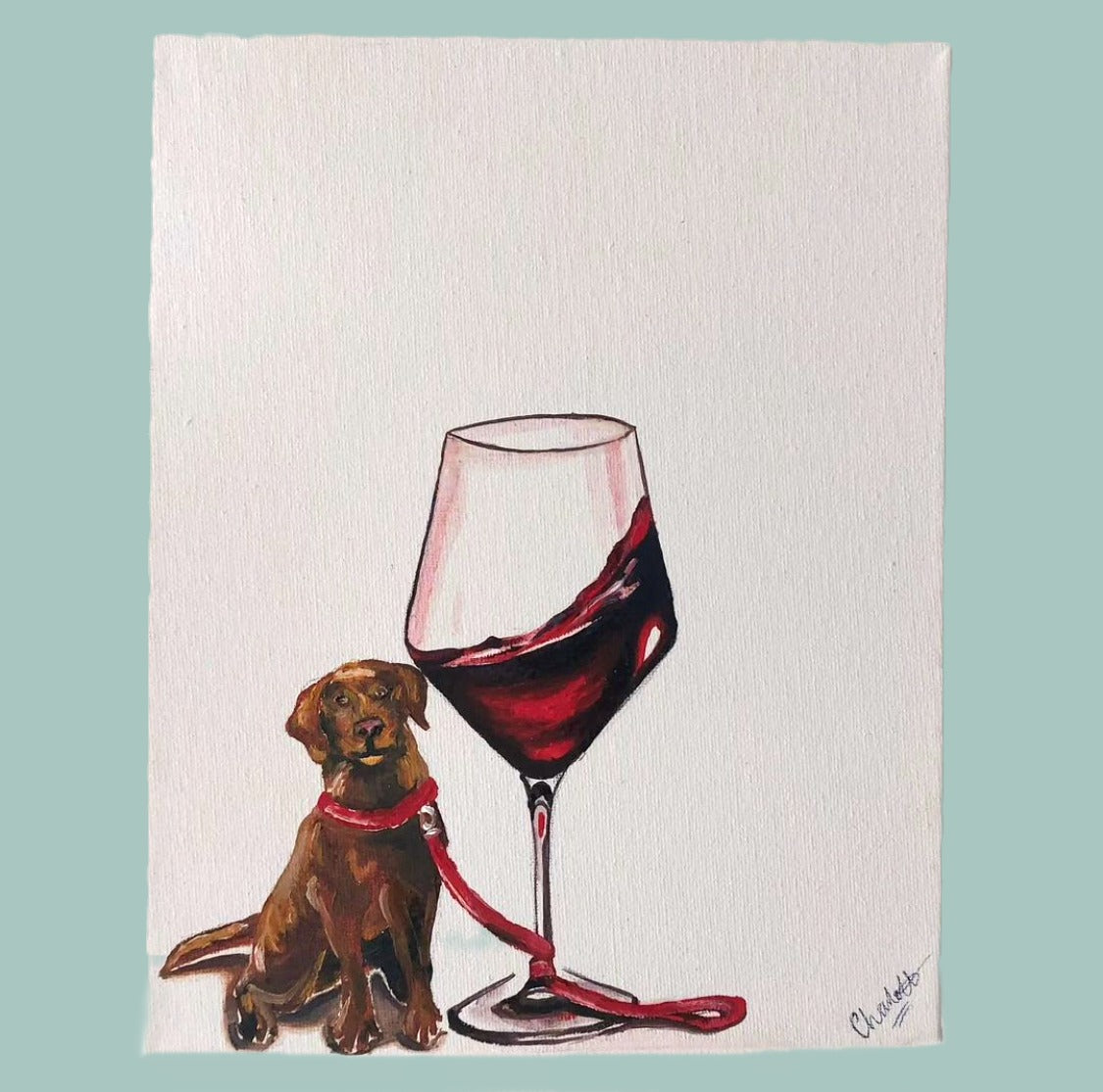 'Dog & Drink' Oil Painting on Canvas ~ Bespoke image 6